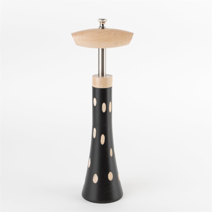 Moulin à poivre tire-bouchon (grand) -Bois naturel et noir à pois