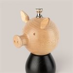 Moulin à sel cochon (moyen) - Bois naturel et noir