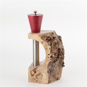 Unique parmesant block pepper mill in maple burl