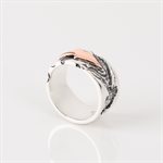 Jonc 11mm en argent gravé avec ornement en or rose grandeur 10+