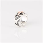 Jonc 11mm en argent gravé avec ornement en or rose grandeur 10+