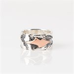 Jonc 11mm en argent gravé avec ornement en or rose grandeur 10+