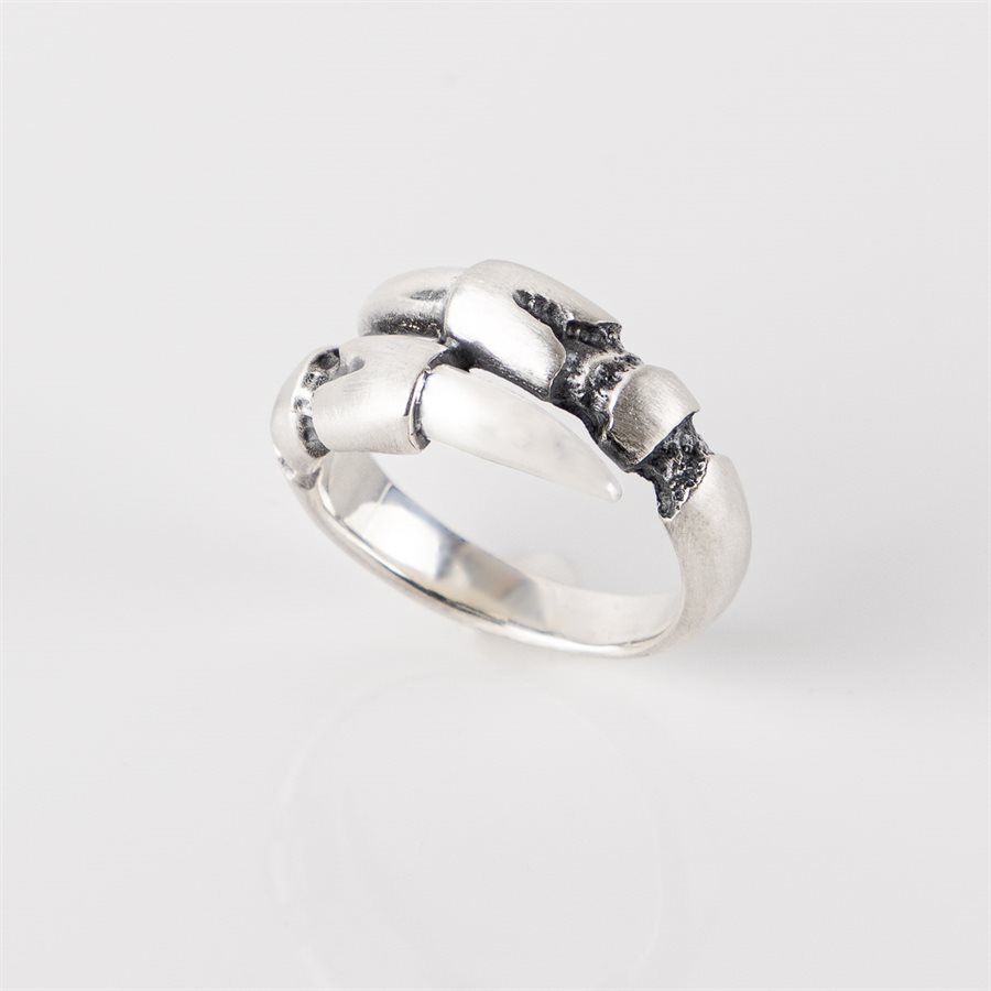 Bague double en argent brossé effet griffe