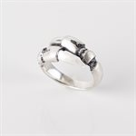 Bague double en argent brossé effet griffe