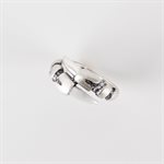 Bague double en argent brossé effet griffe