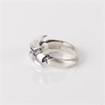 Bague double en argent brossé effet griffe