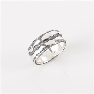 Jonc large 8 mm avec 2 bandes gravées