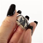 Wide bangle with engraved half skull effect