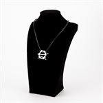 Pendentif rond en argent sur cordon de cuir effet griffe