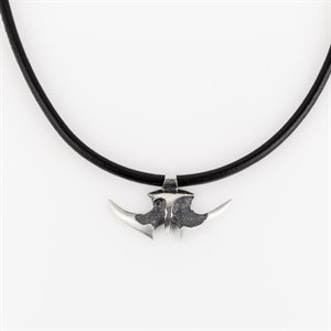 Pendentif effet 2 pointes incurvées sur cordon de cuir 19"