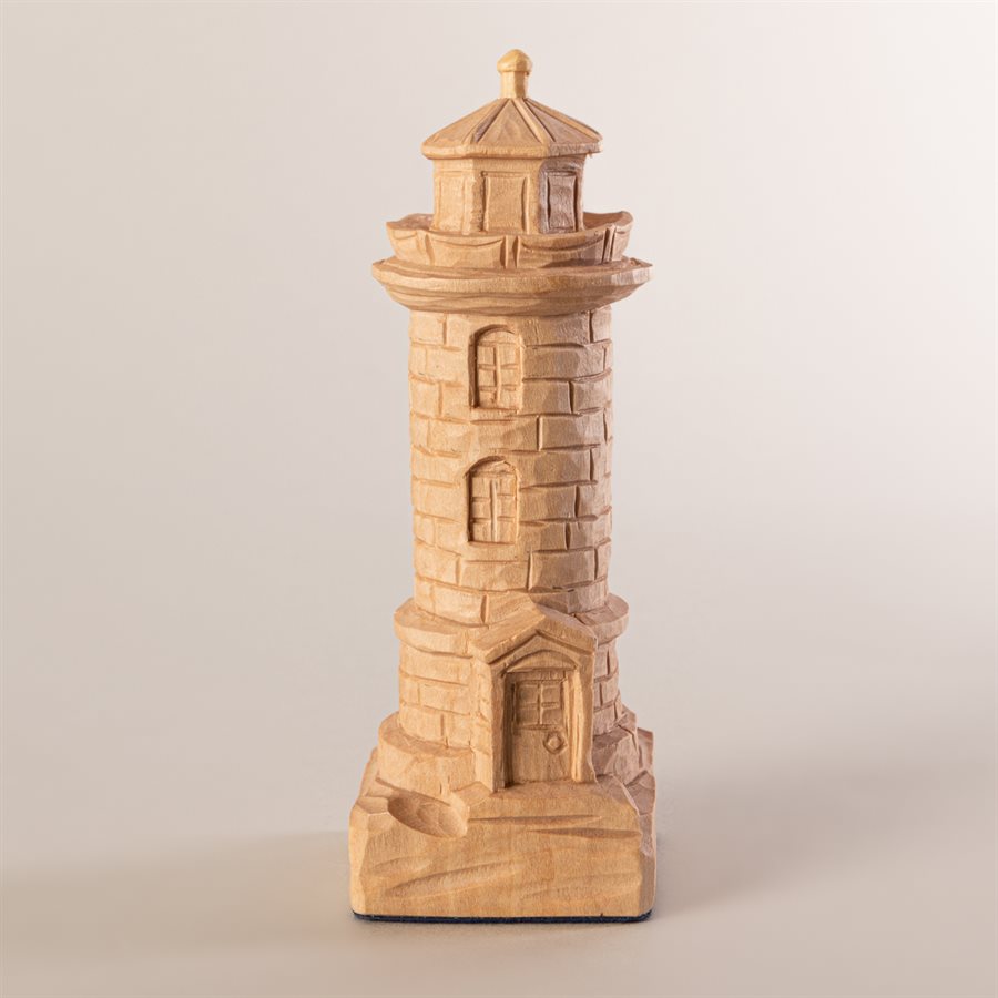 Phare du pilier miniature en bois sculpté, petit format Phare du pilier miniature en bois sculpté, petit format