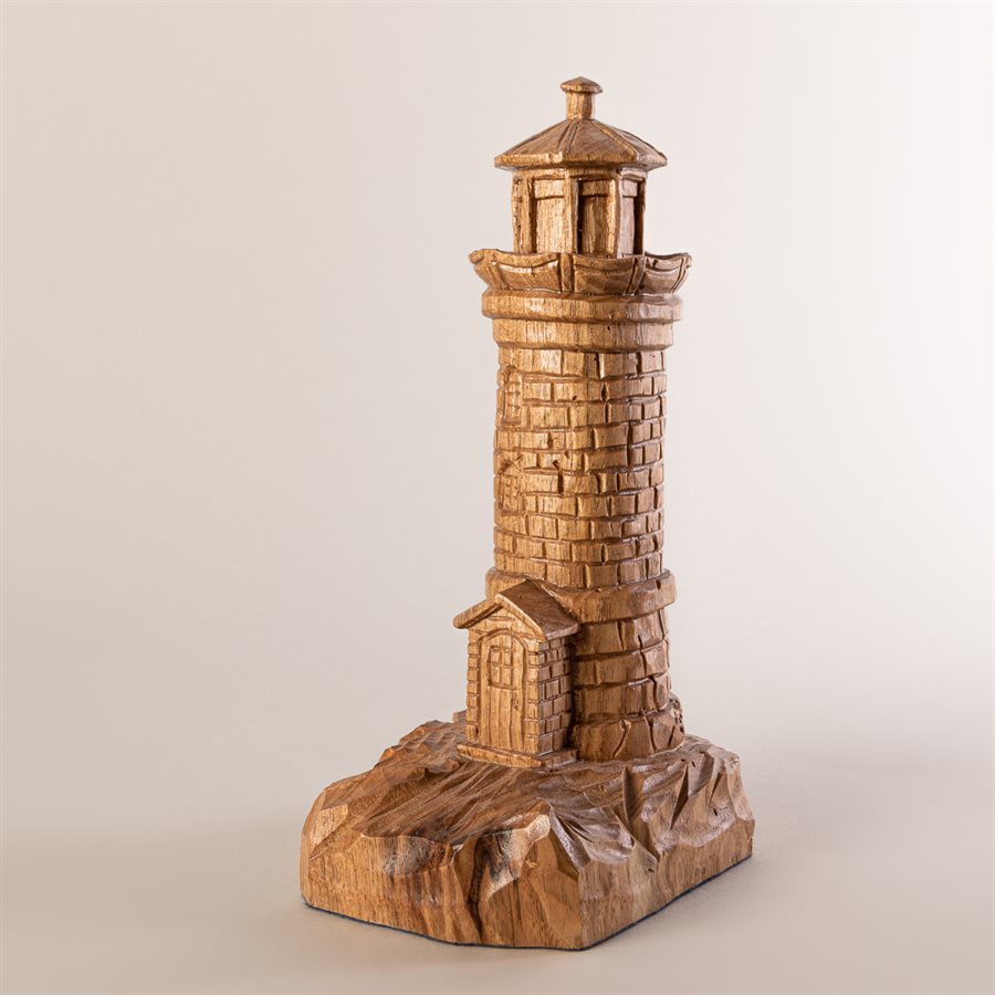 Phare du pilier miniature en bois sculpté, grand format Phare du pilier miniature en bois sculpté, grand format