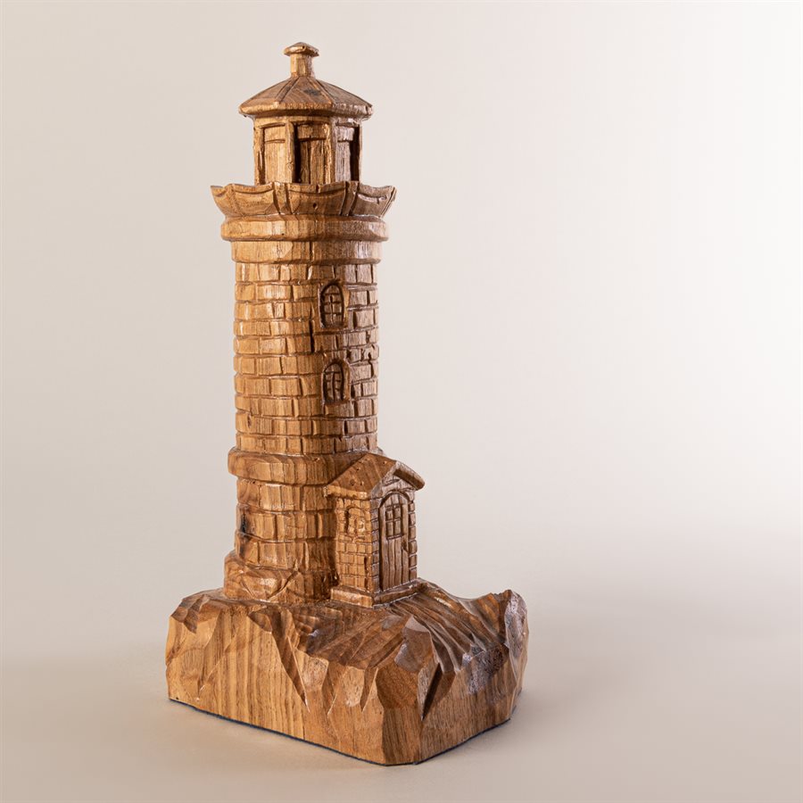 Phare du pilier miniature en bois sculpté, grand format Phare du pilier miniature en bois sculpté, grand format