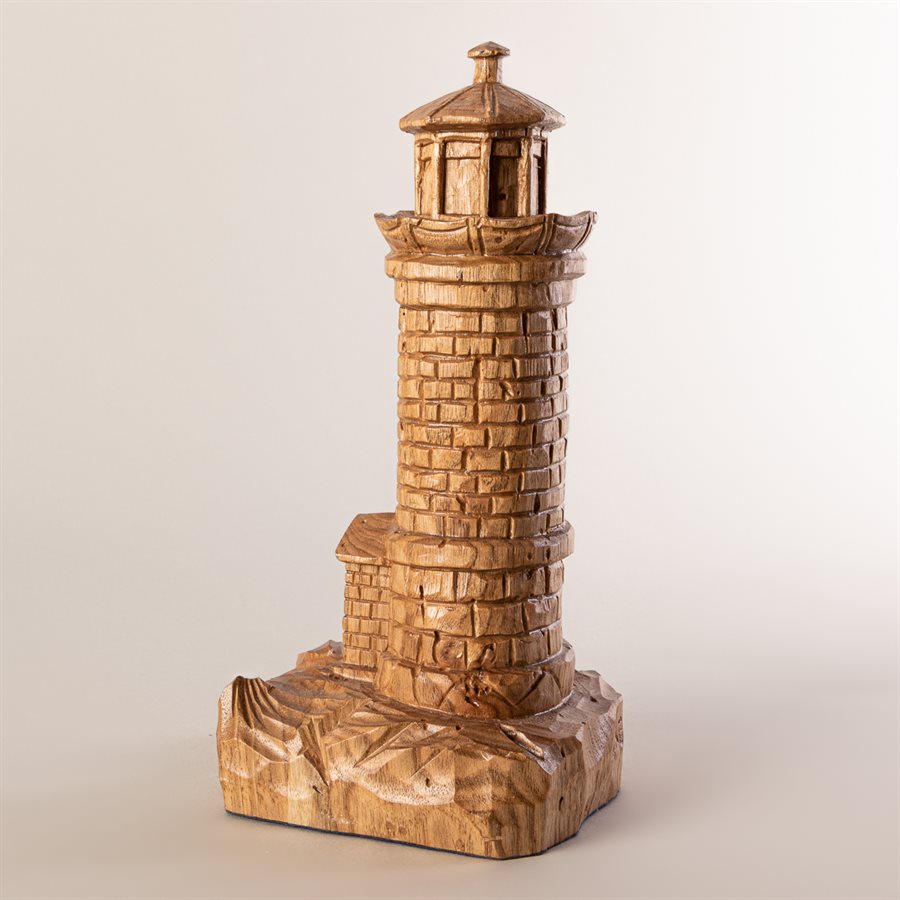 Phare du pilier miniature en bois sculpté, grand format Phare du pilier miniature en bois sculpté, grand format