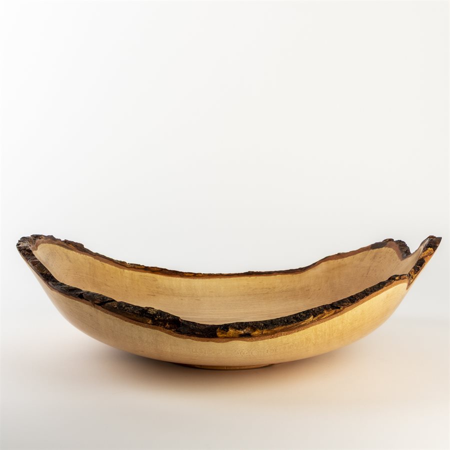 Large elongated maple bowl with live edge Large elongated maple bowl with live edge