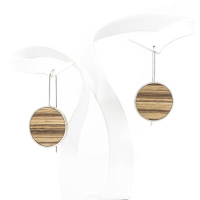 Boucle d'oreille argent et bois zébrano Boucle d'oreille argent et bois zébrano
