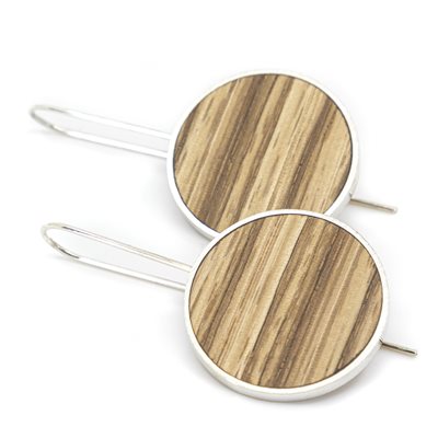 Boucle d'oreille argent et bois zébrano Boucle d'oreille argent et bois zébrano