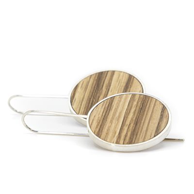 Boucle d'oreille argent et bois zébrano Boucle d'oreille argent et bois zébrano