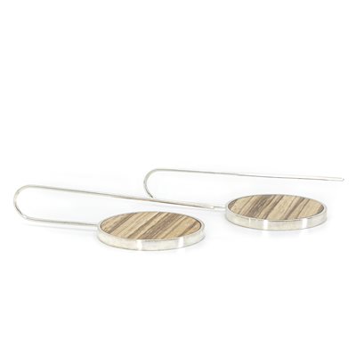 Boucle d'oreille argent et bois zébrano Boucle d'oreille argent et bois zébrano