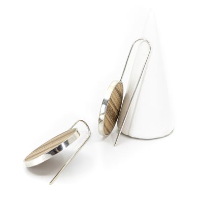 Boucle d'oreille argent et bois zébrano Boucle d'oreille argent et bois zébrano