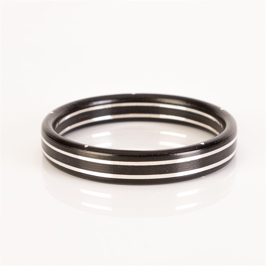 Bracelet en bois d'ébène et en argent Bracelet en bois d'ébène et en argent