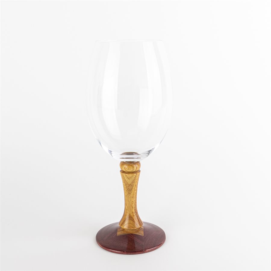Coupe à vin rouge en verre avec base en bois - 20 oz - Modèle 12 Coupe à vin rouge en verre avec base en bois - 20 oz - Modèle 12