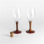 Coupe à vin rouge en verre avec base en bois - 20 oz 