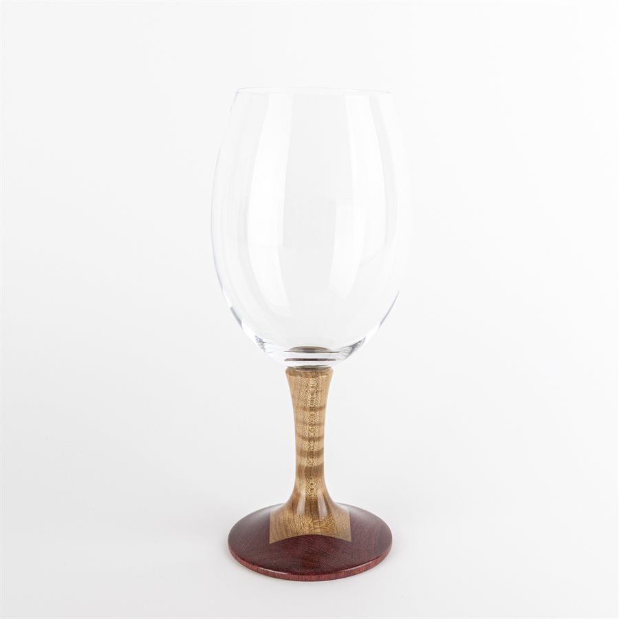 Coupe à vin rouge en verre avec base en bois - 20 oz - Modèle 7