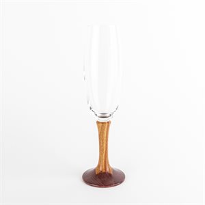 Coupe à champagne en verre avec base en bois - 6 oz - Modèle 3