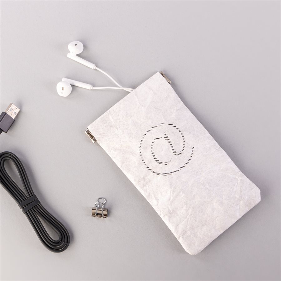 Étui porte-tout, petit format, modèle @, blanc et gris Étui porte-tout, petit format, modèle @, blanc et gris
