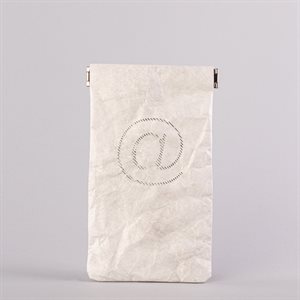 Étui porte-tout, petit format, modèle @, blanc et argent
