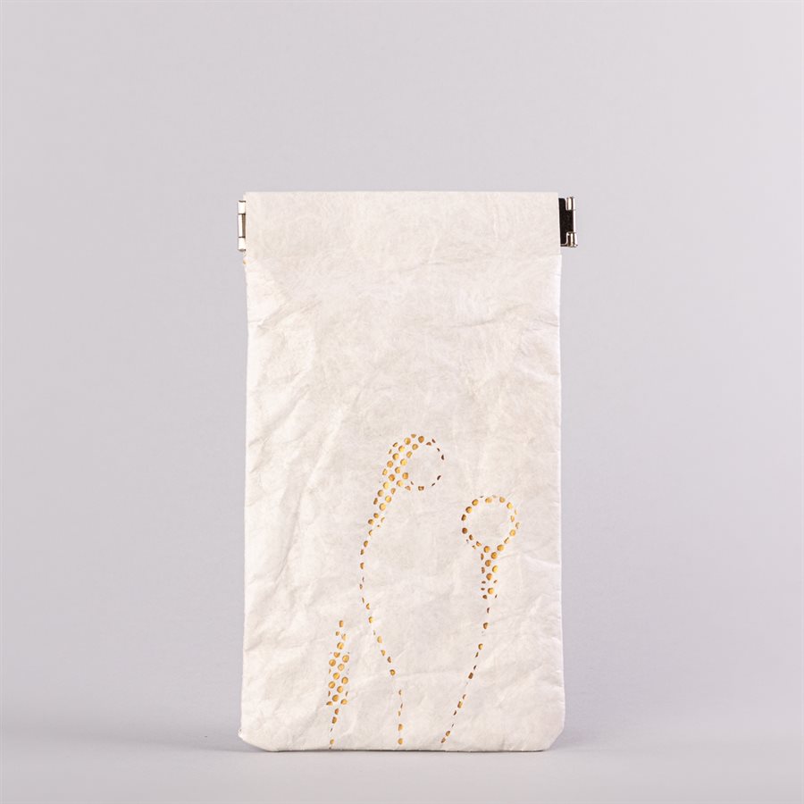 Small multipurpose case, earphone model, white and gold 