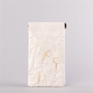 Étui porte-tout, petit format, modèle écouteur, blanc et or