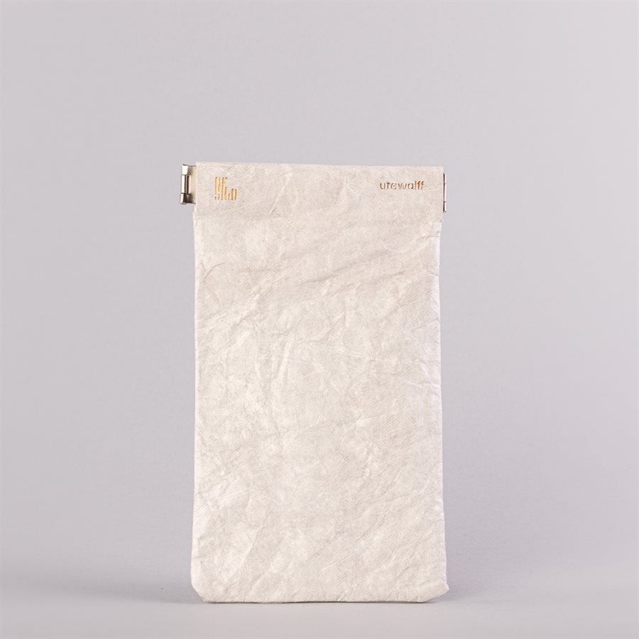 Étui porte-tout, petit format, modèle écouteur, blanc et or Étui porte-tout, petit format, modèle écouteur, blanc et or