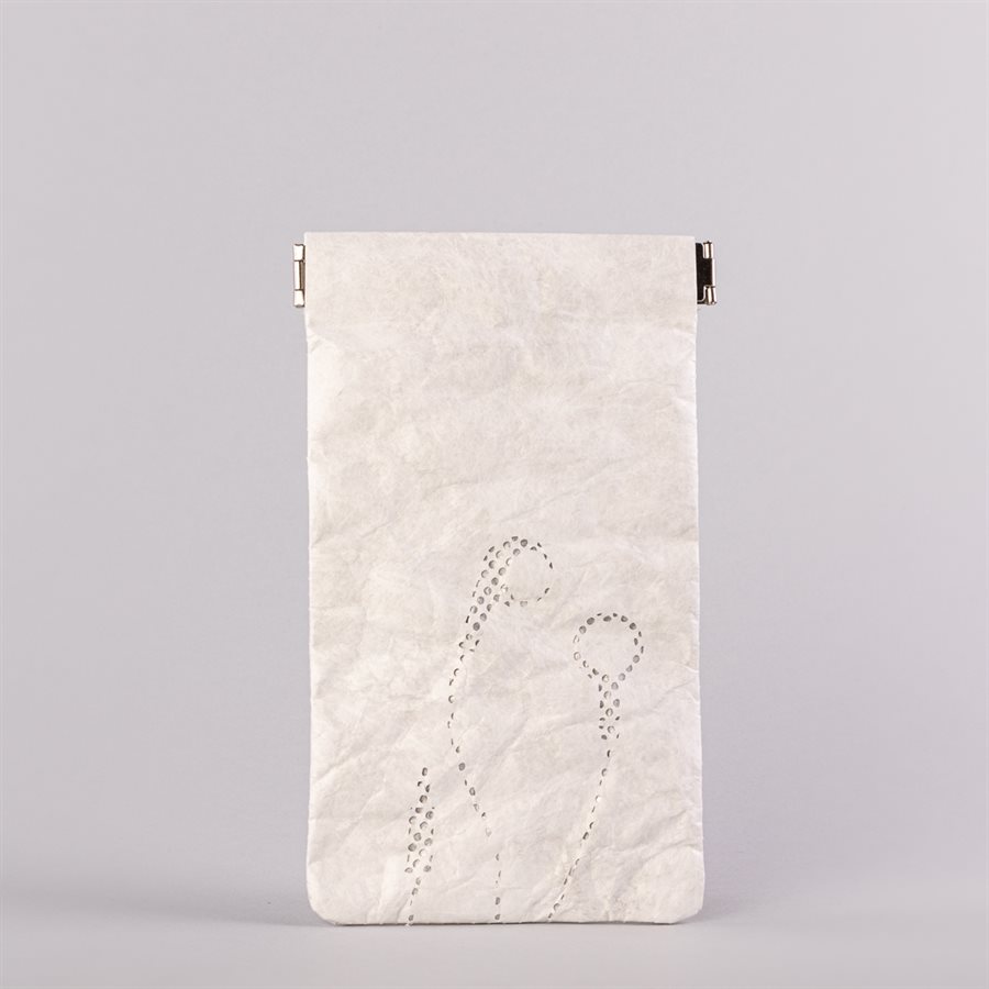 Étui porte-tout, petit format, modèle écouteur, blanc et gris Étui porte-tout, petit format, modèle écouteur, blanc et gris