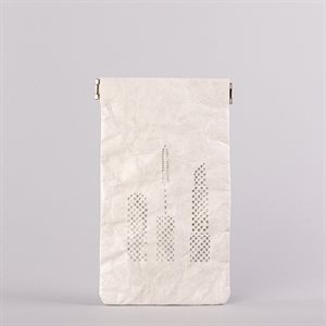 Étui porte-tout, petit format, modèle maquillage, blanc et argent