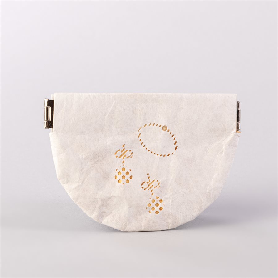 Portemonnaie en tyvek, modèle bijoux, blanc et or Portemonnaie en tyvek, modèle bijoux, blanc et or