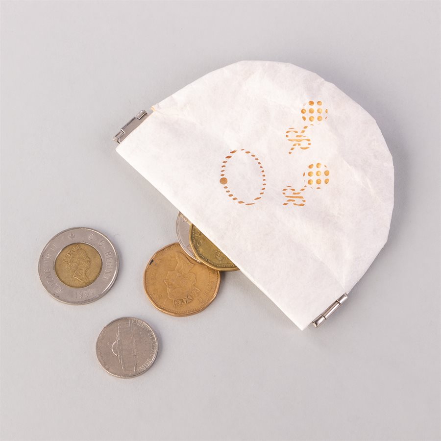 Portemonnaie en tyvek, modèle bijoux, blanc et or Portemonnaie en tyvek, modèle bijoux, blanc et or