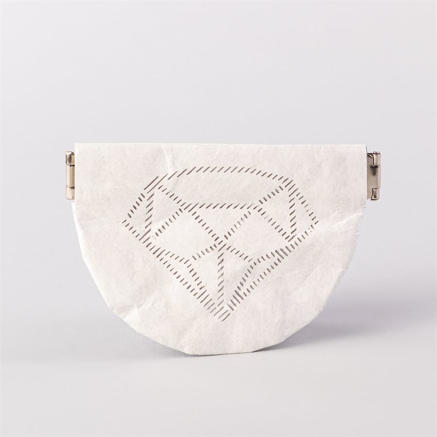 Portemonnaie en tyvek, modèle diamant, blanc et gris Portemonnaie en tyvek, modèle diamant, blanc et gris