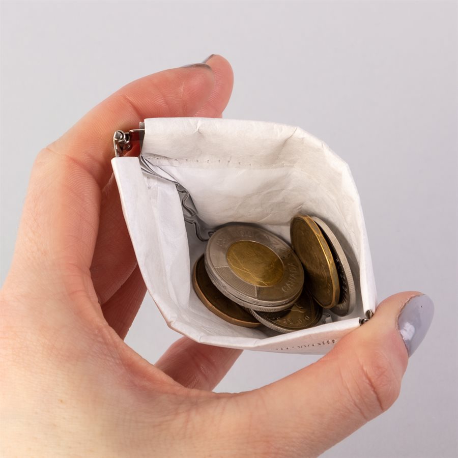 Portemonnaie en tyvek, modèle diamant, blanc et gris Portemonnaie en tyvek, modèle diamant, blanc et gris