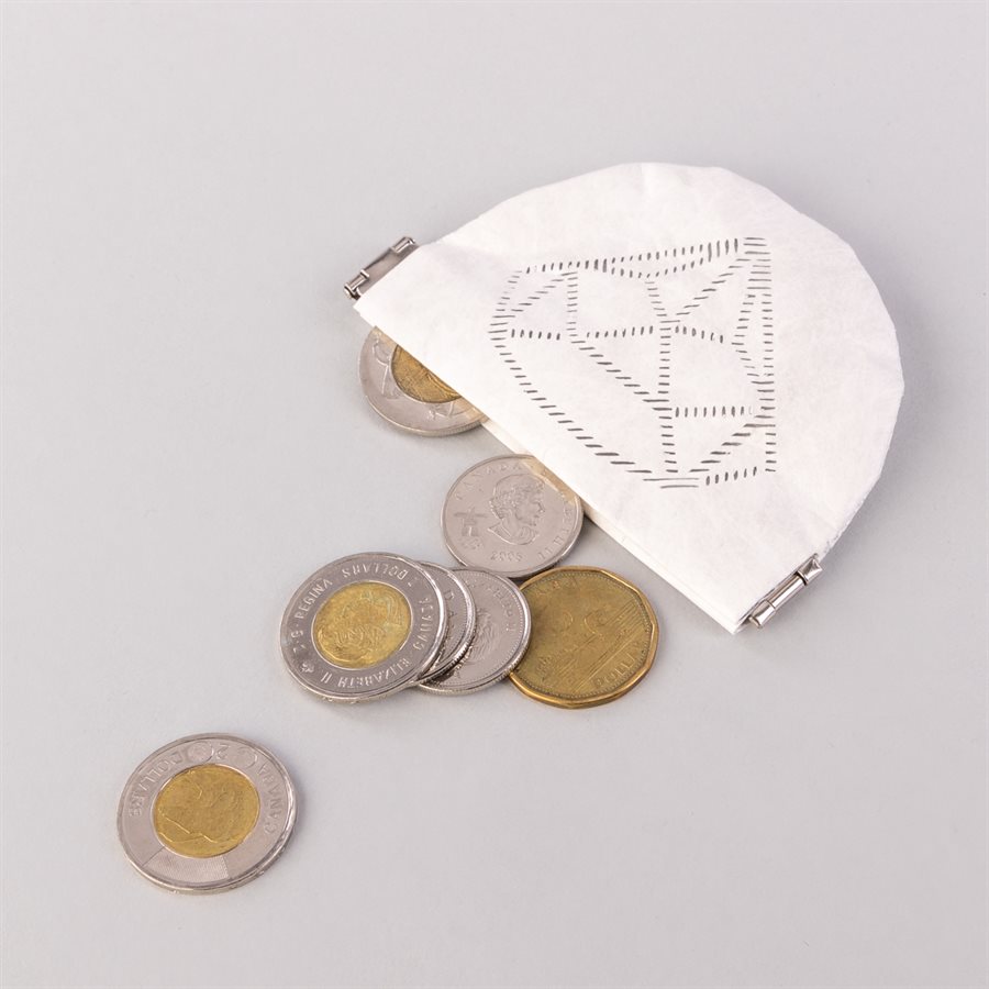 Portemonnaie en tyvek, modèle diamant, blanc et gris Portemonnaie en tyvek, modèle diamant, blanc et gris