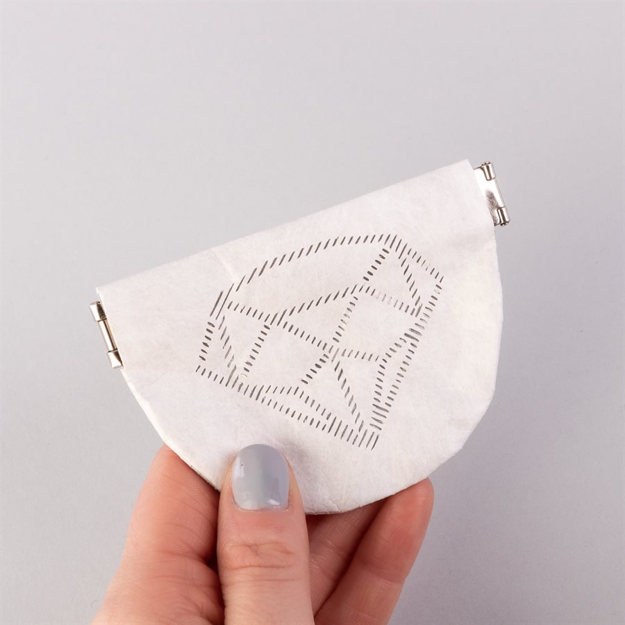 Portemonnaie en tyvek, modèle diamant, blanc et gris Portemonnaie en tyvek, modèle diamant, blanc et gris