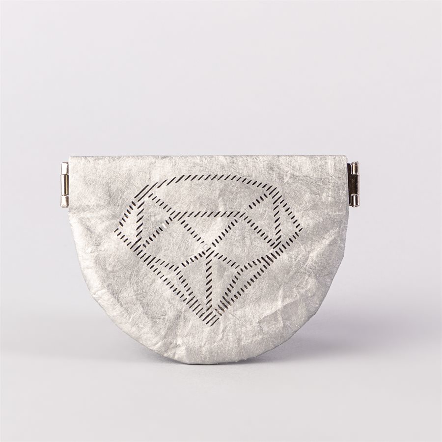 Portemonnaie en tyvek, modèle diamant, argent et gris Portemonnaie en tyvek, modèle diamant, argent et gris