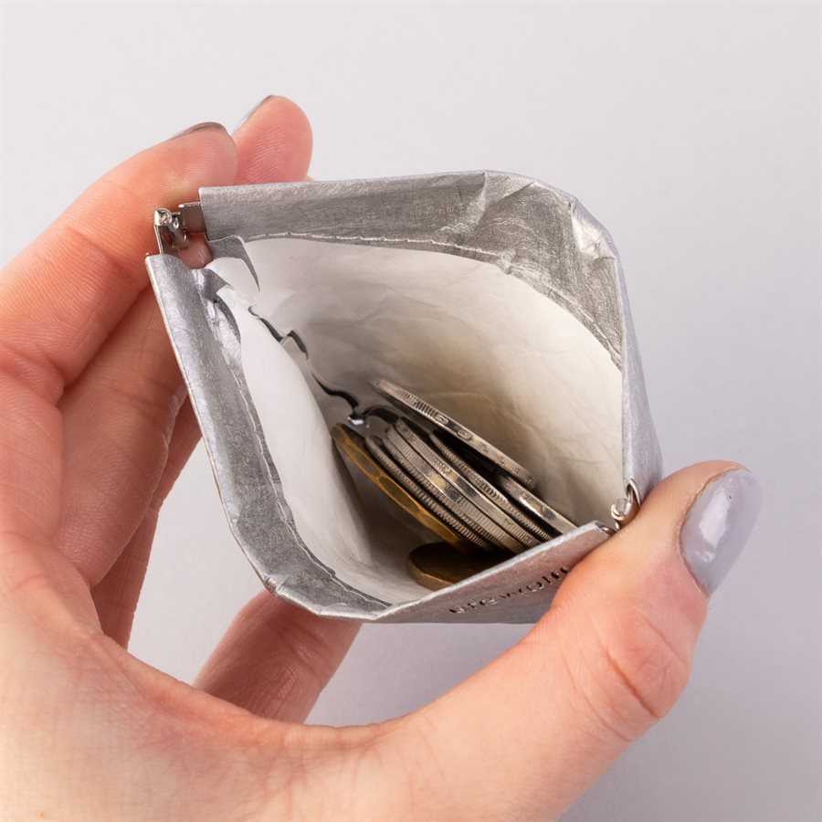 Portemonnaie en tyvek, modèle diamant, argent et gris Portemonnaie en tyvek, modèle diamant, argent et gris