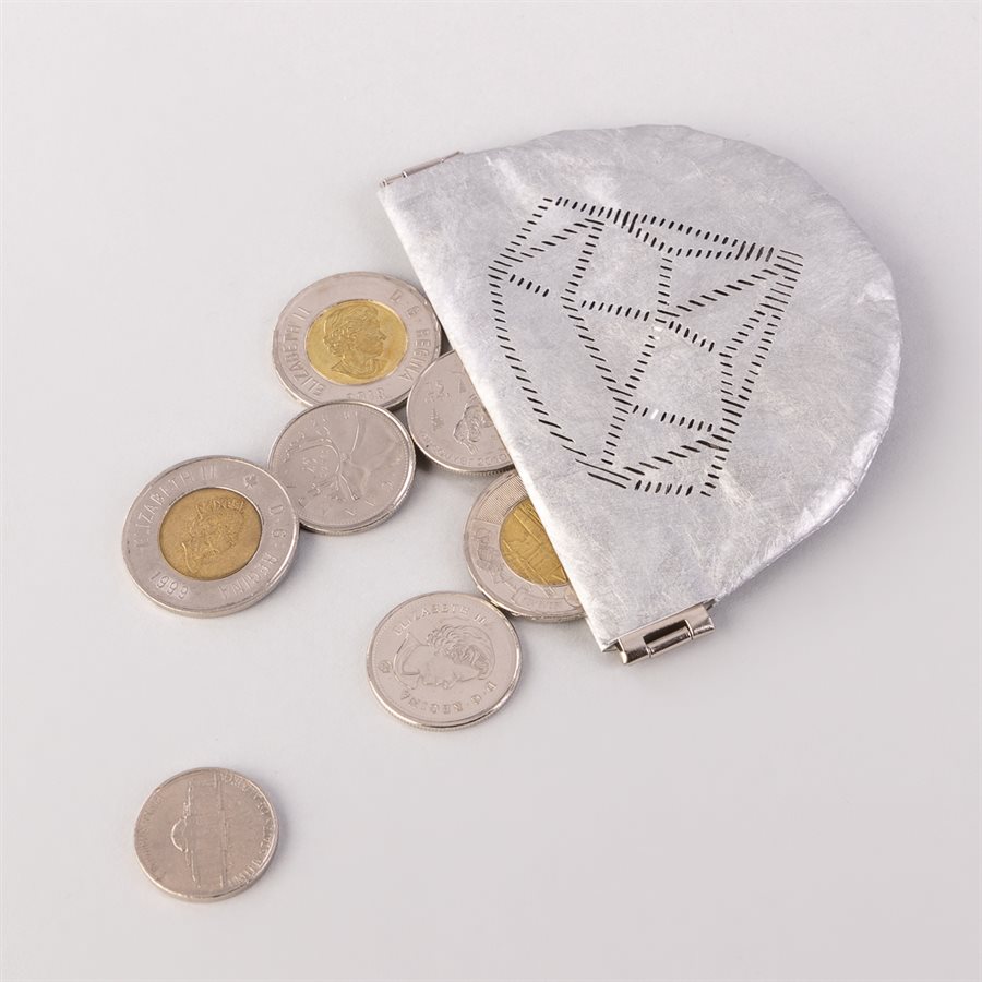 Portemonnaie en tyvek, modèle diamant, argent et gris Portemonnaie en tyvek, modèle diamant, argent et gris