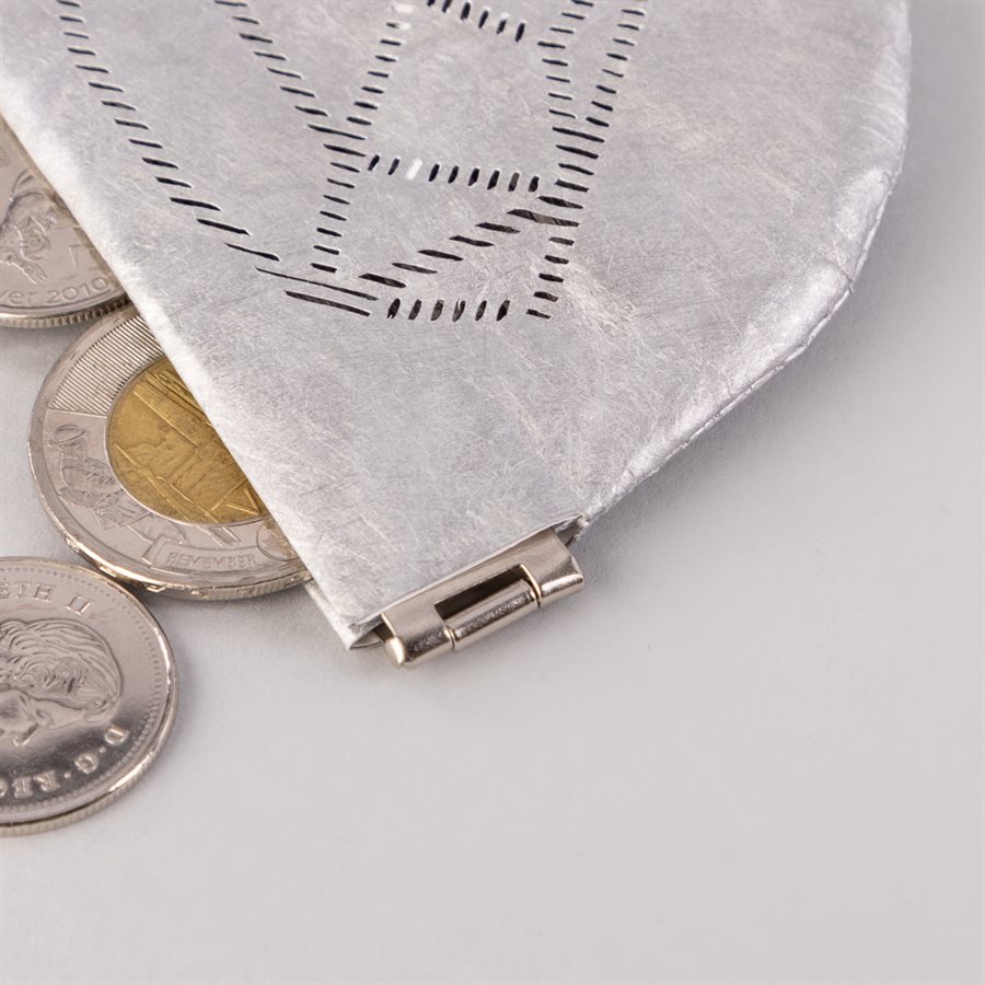 Portemonnaie en tyvek, modèle diamant, argent et gris Portemonnaie en tyvek, modèle diamant, argent et gris