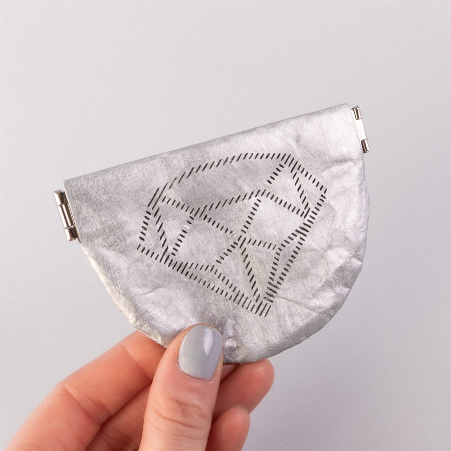 Portemonnaie en tyvek, modèle diamant, argent et gris Portemonnaie en tyvek, modèle diamant, argent et gris