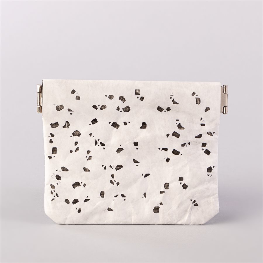 Portemonnaie en tyvek, modèle flocon, blanc et gris Portemonnaie en tyvek, modèle flocon, blanc et gris