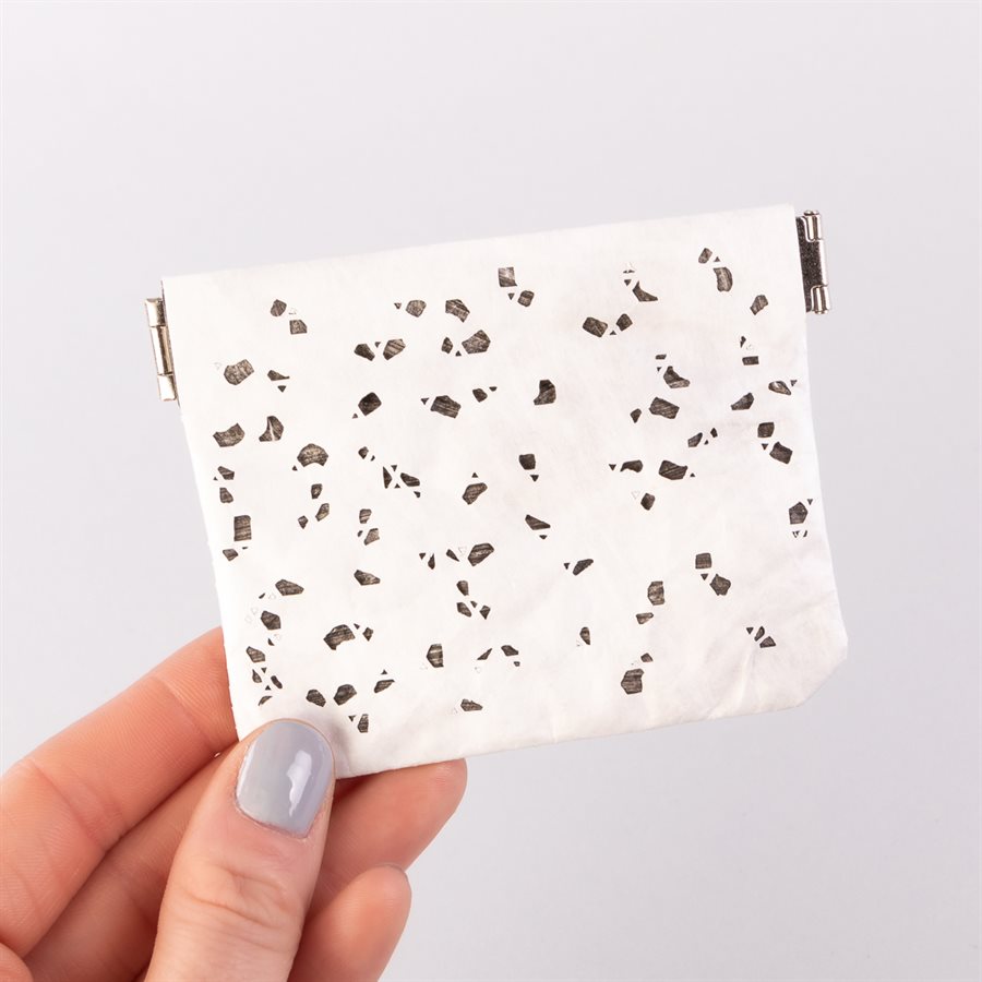 Portemonnaie en tyvek, modèle flocon, blanc et gris Portemonnaie en tyvek, modèle flocon, blanc et gris
