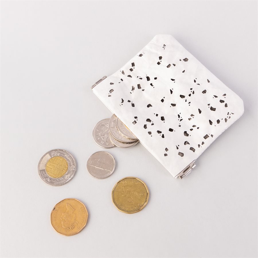 Portemonnaie en tyvek, modèle flocon, blanc et gris Portemonnaie en tyvek, modèle flocon, blanc et gris